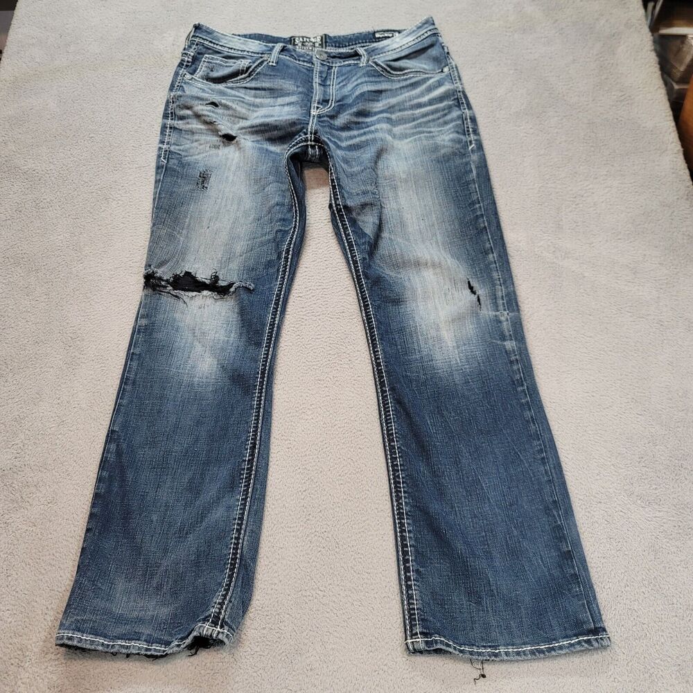 Salvage Jeans Mens 36R Blue Mayhem Bootcut Regular Distressed SLVG 23-460